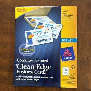 Avery White Corduroy Business Cards